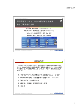 平行平板アクチュエータの解析解と数値解、 および実測値の比較 本日の