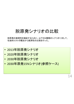 脱原発シナリオの比較