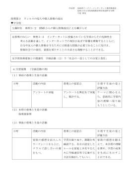 指導案3 ウィルスの侵入や個人情報の流出 中学校 （1）事前の