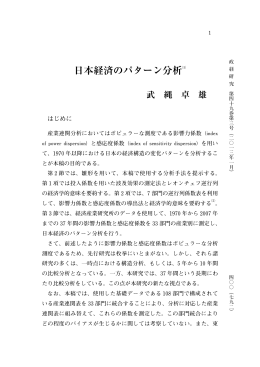 日本経済のパターン分析⑴ 武 縄 卓 雄