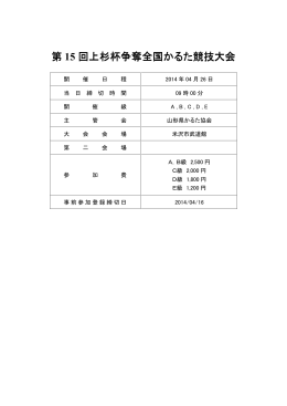 第 15 回上杉杯争奪全国かるた競技大会