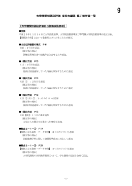 大学機関別認証評価 実施大綱等 修正箇所等一覧