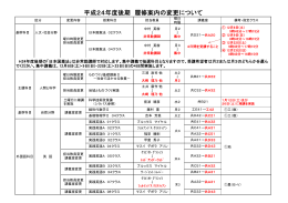 平成24年度後期 履修案内の変更について