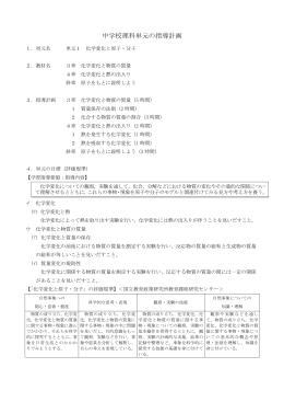 中学校理科単元の指導計画