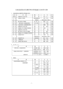 北海道感染症危機管理対策協議会出席者名簿