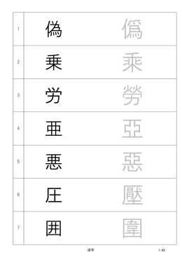 偽 乗 労 亜 悪 圧 囲