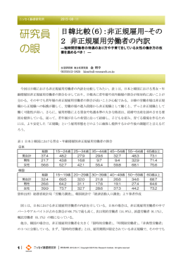 日韓比較（6）：非正規雇用-その2 非正規雇用労働者の内訳―短時間