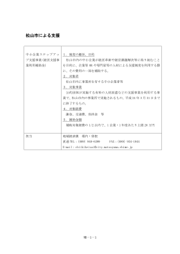 Ⅷ-1 松山市による支援 - 公益財団法人 えひめ産業振興財団