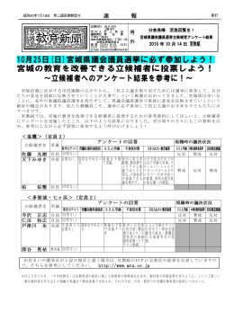 10月25日(日)宮城県議会議員選挙に必ず参加