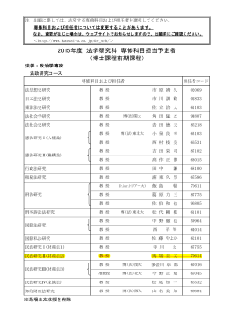 2015年度 法学研究科 専修科目担当予定者 （博士課程前期課程）