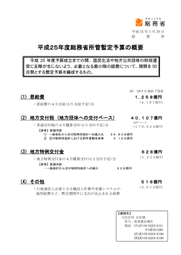 平成25年度総務省所管暫定予算の概要