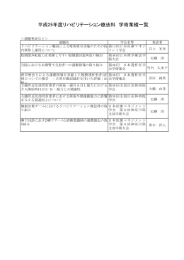 平成25年度リハビリテーション療法科 学術業績一覧