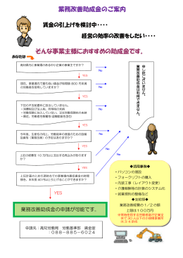 そんな事業主様におすすめの助成金です。 業務改善助成金のご案内
