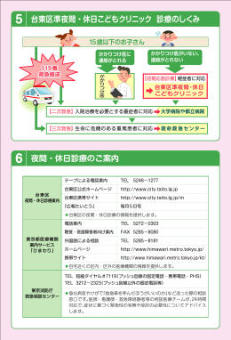 台東区準夜間・休日こどもクリニック 診療のしくみ 夜間・休日診療のご案内