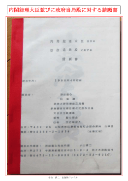 内閣総理大臣並びに政府当局殿に対する請願書 内閣総理大臣並びに
