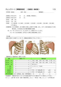 チェックシート【肩関節捻挫】 ＜施術前・施術後＞ 1/3