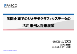 民間企業でのジオデモグラフィクスデータの 活用事例と将来展望