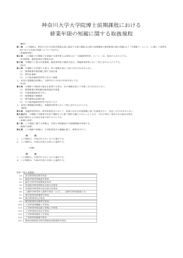神奈川大学大学院博士前期課程における 修業年限の短縮に関する取扱