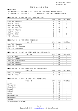 環境別フォント対応表