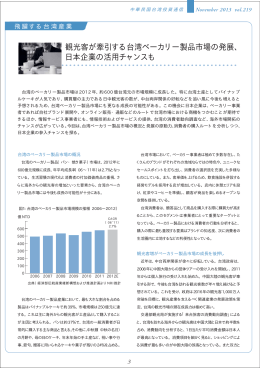 観光客が牽引する台湾ベーカリー製品市場の発展、 日本