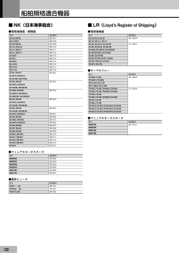 船舶規格適合機器一覧