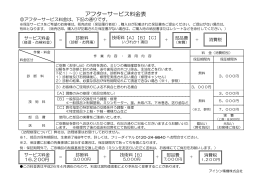 アフターサービス料金表