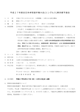 平成27年度全日本卓球選手権大会(シングルス)東京
