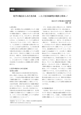化学の視点からみた光合成 ―人工光合成研究の現状と将来―&Dagger; 解説