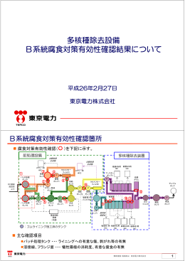 多核種除去設備B系統腐食対策有効性確認結果について（PDF形式