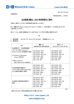 北米航路（輸出） BAF 料率変更のご案内 Mitsui O.S.K.