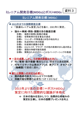 ミレニアム開発目標(MDGs)とポストMDGs 2015年より先の目標
