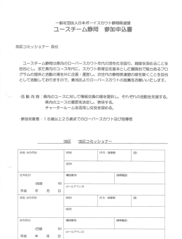 ユースチーム静岡 参加申込書