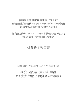 研究終了報告書 研究代表者：大毛利健治 （筑波