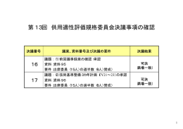 第13回 供用適性評価規格委員会決議事項の確認