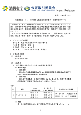 有限会社ビートレードに対する景品表示法に基づく措置命令