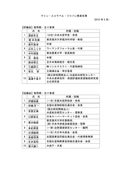 マリン・エコラベル・ジャパン委員名簿 (2015 年 5 月) 【評議会】敬称略・五