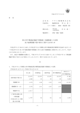 第2四半期連結業績予想数値と実績数値との差異 及び通期業績予想の