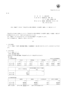 （訂正・数値データ訂正）「平成27 年3 月期 決算短信〔日本基準