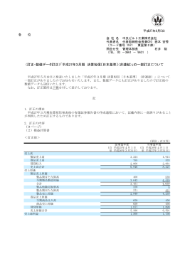 （訂正・数値データ訂正）「平成27年3月期 決算短信〔日本基準〕（非連結
