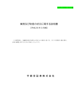 業務及び財産の状況に関する説明書 宇都宮証券株式