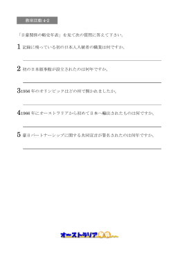 「日豪関係の略史年表」を見て次の質問に答えて下さい。 1 記録に残って