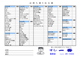 お 持 ち 帰 り 注 文 票 高宮店