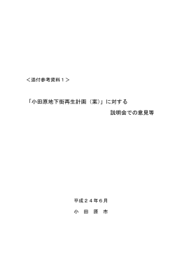 「小田原地下街再生計画（案）」に対する 説明会での意見等
