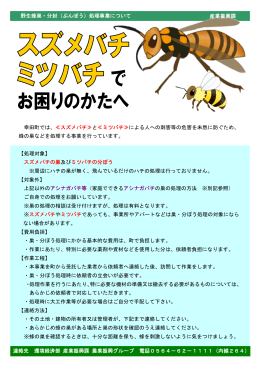幸田町では、≪スズメバチ≫と≪ミツバチ≫による人への刺害等の危害を