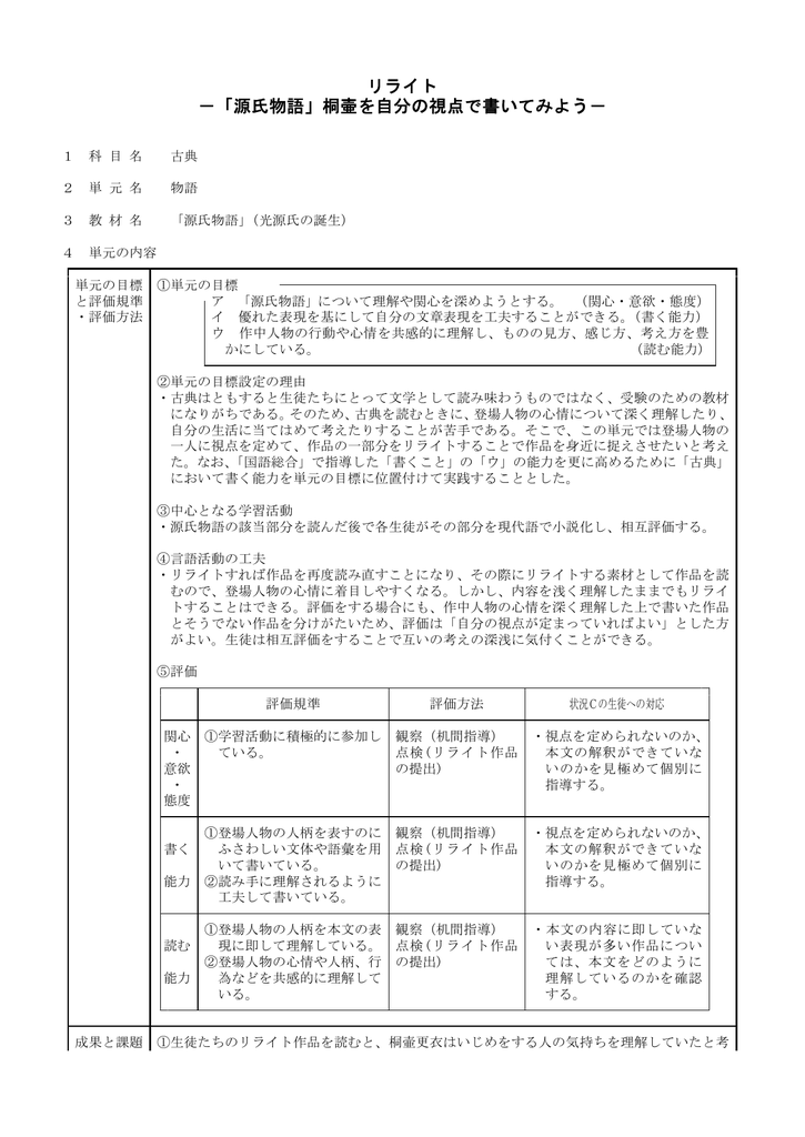 リライト 源氏物語 桐壷を自分の視点で書いてみよう