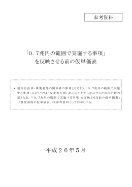 「0.7兆円の範囲で実施する事項」を反映させる前の仮単価表 1