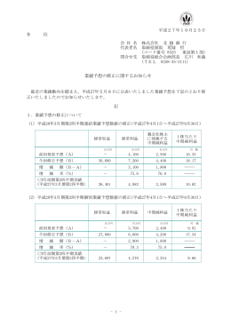 業績予想の修正に関するお知らせ