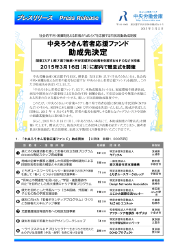 「中央ろうきん若者応援ファンド」の助成先決定について
