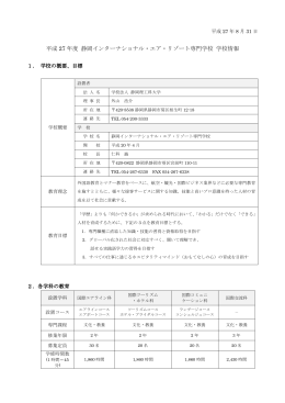 平成 27 年度 静岡インターナショナル・エア・リゾート専門学校 学校情報