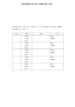 肺血栓塞栓症予防に関する診療計画書（別表）